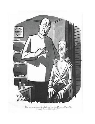 Round Drawing - What You Need Is More Fresh Air And Exercise. How by Peter Arno