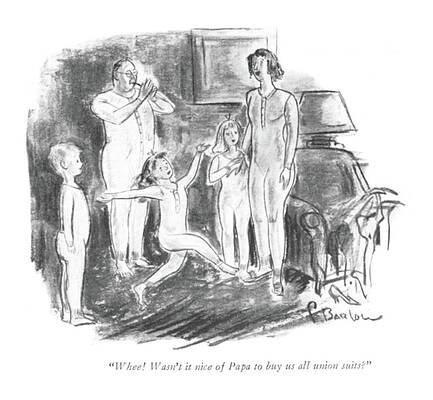 Underwear Drawing - Whee! Wasn't It Nice Of Papa To Buy Us All Union by Perry Barlow