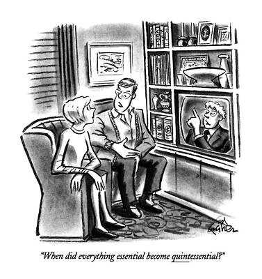 Watching Drawing - When Did Everything Essential Become by Ed Fisher