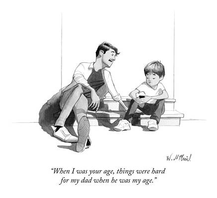 Generational Wisdom on the Steps Drawing