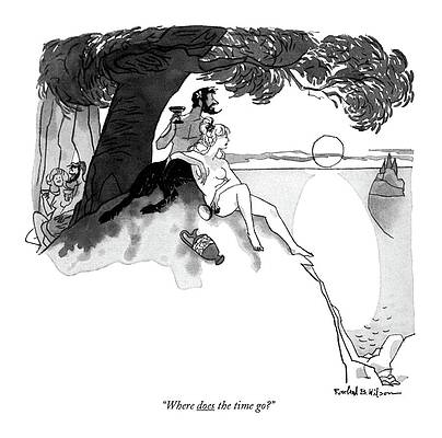 Couple Relaxing on a Cliffside Drawing