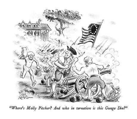 American History Wall Art featuring the drawing Where's Molly Pitcher?  And Who In Tarnation by Ed Fisher