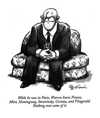 Reflective Man on a Couch Drawing