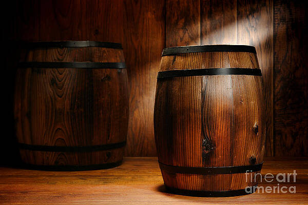 Barrels in Wooden Room Photograph