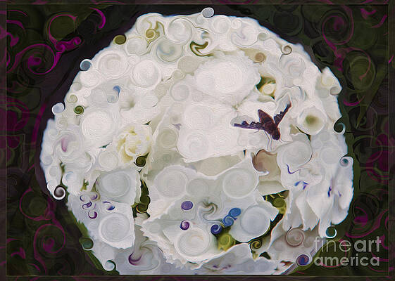 Wall Art featuring the painting White Flower And Friendly Bee Mixed Media Painting by Omaste Witkowski