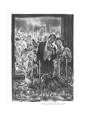 Prayer Drawing - Whom Shall We Ask To Say Grace? by Wallace Morgan