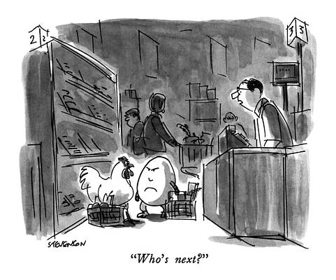 Chicken Wall Art featuring the drawing Who's Next? by James Stevenson