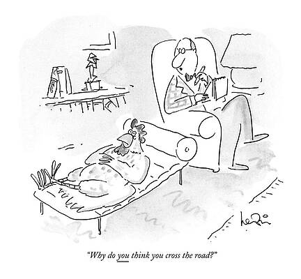 Chicken in Therapy Cartoon Wall Art