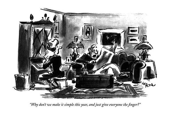 Humorous Living Room Scene Drawing