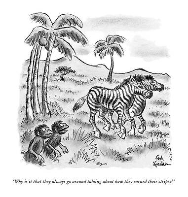 Monkey Drawing - Why Is It That They Always Go Around Talking by Ed Fisher