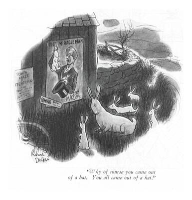 Bee Wall Art featuring the drawing You Came Out Of A Hat by Richard Decker