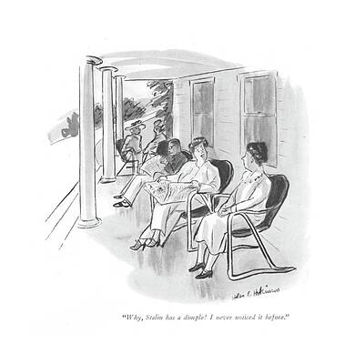 Russia Drawing - Stalin Has A Dimple by Helen E Hokinson