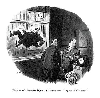 Businessmen Observing Falling Colleague Drawing