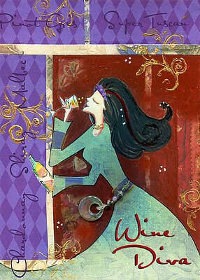 Wall Art featuring the mixed media Wine Diva With Words by Jennifer Gregory