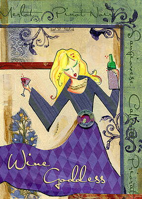Wall Art featuring the mixed media Wine Goddess With Words by Jennifer Gregory