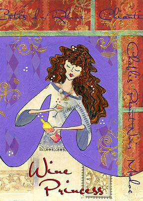 Wall Art featuring the mixed media Wine Princess - Elegant With Words by Jennifer Gregory