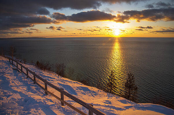 Michigan Wall Art featuring the photograph Winter Cliffs On Lake Michigan by Owen Weber