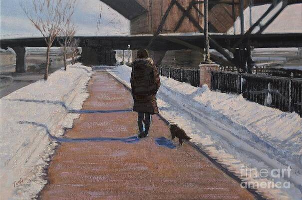 Cityscape Wall Art featuring the painting Winter Walk by Laura Toth