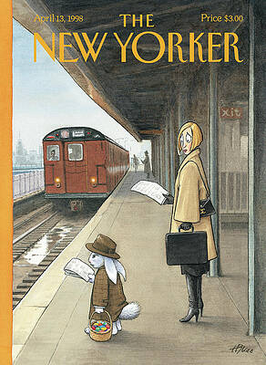 Easter Bunny at Train Station Painting