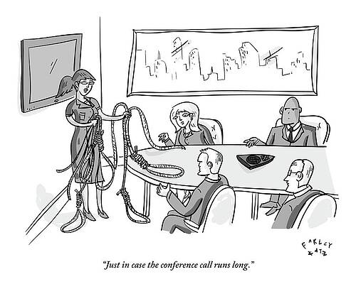 Funny Conference Call Cartoon Wall Art