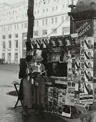 Vintage Paris Newsstand Scene Photograph