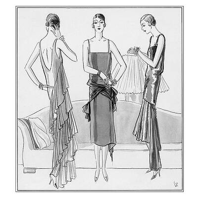 Red Digital Art - Women Model Evening Dresses by Porter Woodruff