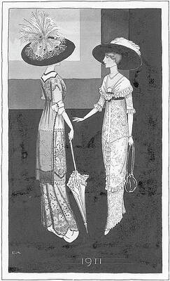 Sports Digital Art - Women Wearing 1910s Costumes by Claire Avery