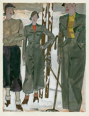 Nineteenth Century Wall Art featuring the digital art Women Wearing Mainbocher And Knize by Pierre Mourgue