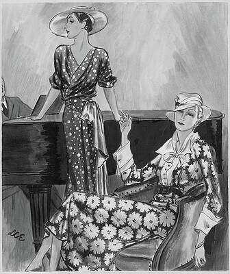 Pattern Digital Art - Women Wearing Printed Dresses by Creelman