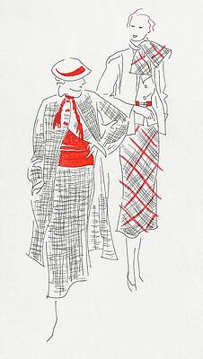 Nineteenth Century Wall Art featuring the digital art Women Wearing Tweed And Plaid by William Bolin