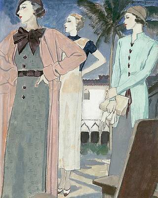 Nineteenth Century Wall Art featuring the digital art Women Wearing Woolen Knits by Pierre Mourgue