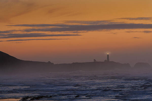 Sky Photograph - Yaquina Lighthouse Fog by Mary Jo Allen