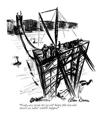 Break Wall Art featuring the drawing Break The Ice Wit' Joisey by Alan Dunn