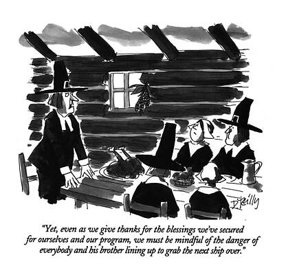 American History Wall Art featuring the drawing Yet, Even As We Give Thanks For The Blessings by Donald Reilly