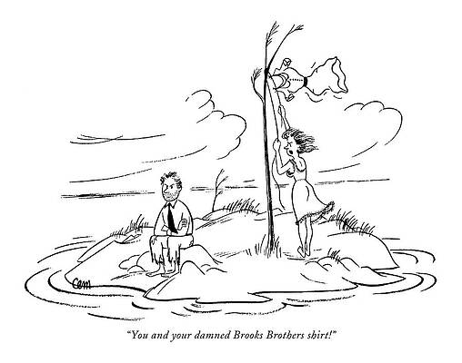 Stranded Couple on Deserted Island Drawing