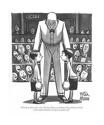 Round Drawing - You Boys Know The Rules. No Low Blows by Peter Arno