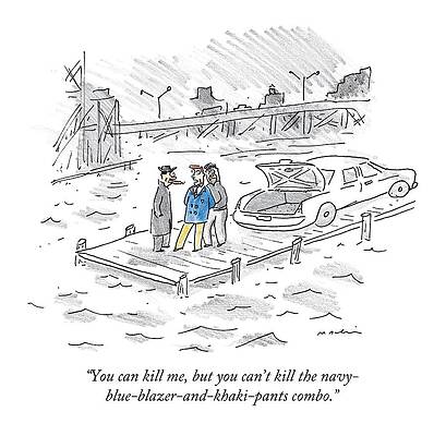 Humorous Dockside Encounter Drawing