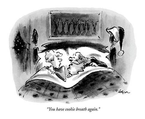 Santa in Bed with Mrs. Claus Wall Art