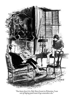 Elegant Wall Art featuring the drawing You Know How by Charles Saxon