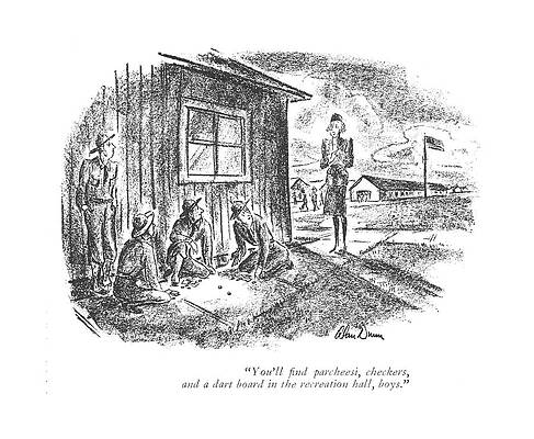 Shoot Wall Art featuring the drawing You'll ?nd Parcheesi by Alan Dunn