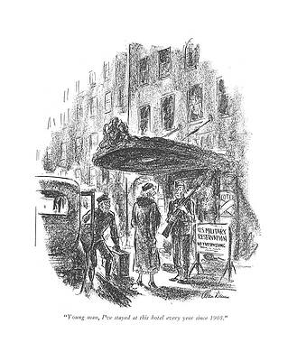 Limit Drawing - Young Man, I've Stayed At This Hotel Every Year by Alan Dunn