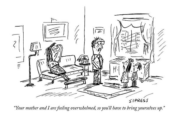 Overwhelmed Parents with Kids Wall Art