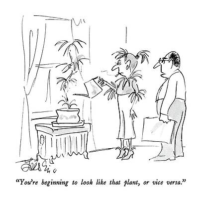 Gardening Drawing - You're Beginning To Look Like That Plant by Edward Frascino