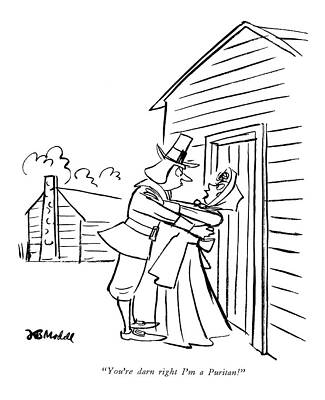 American History Wall Art featuring the drawing You're Darn Right I'm A Puritan! by Frank Modell