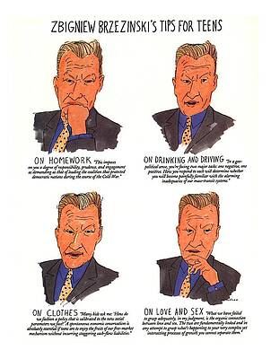 Teen Wall Art featuring the drawing Zbigniew Brezinski's Tips For Teens by Michael Crawford