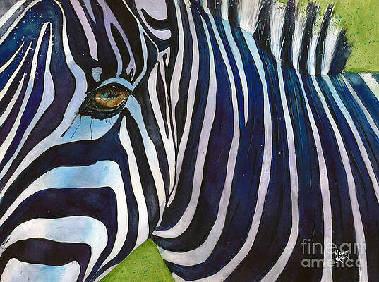 Wall Art featuring the painting Zebra Stare by Marie Stone-van Vuuren