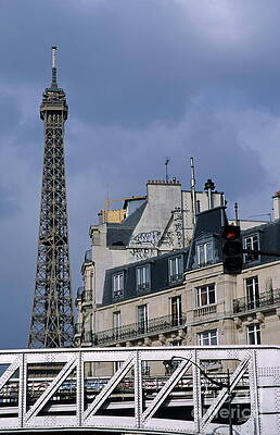 City Photograph - Eiffel Tower Behind Metro Train Bridge by Sami Sarkis Photography