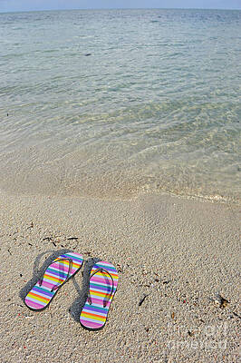 Beach Wall Art featuring the photograph Flip-flops On Beach #1 by Sami Sarkis Photography