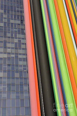 City Photograph - Skyscraper And Multi Coloured Stripes #1 by Sami Sarkis Photography