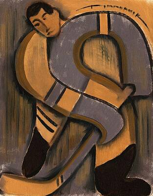 Hockey Wall Art featuring the painting Abstract Hockey Player by Tommervik